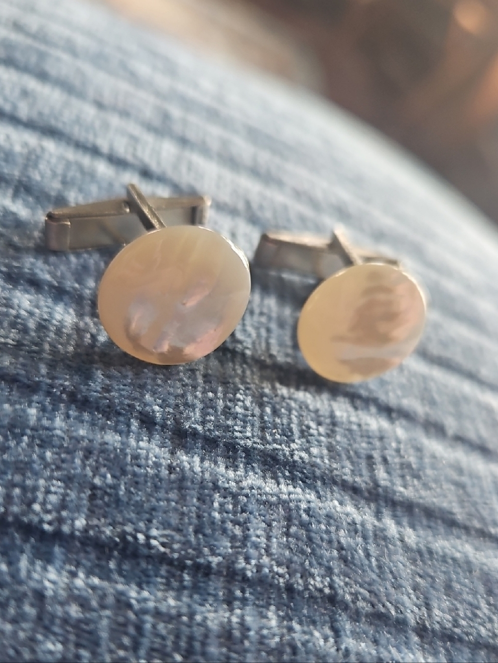 Mother-of-Pearl Round Cufflinks - Classic Men's Accessories